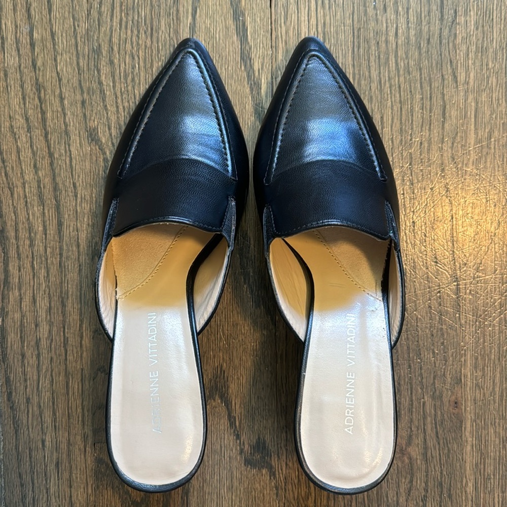 Adrienne Vittadini Black Block Heel Noril Mules Size 7